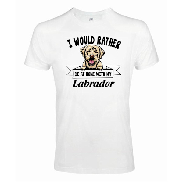Golden Labrador peeking dog t-shirt - Rather be home with... White L