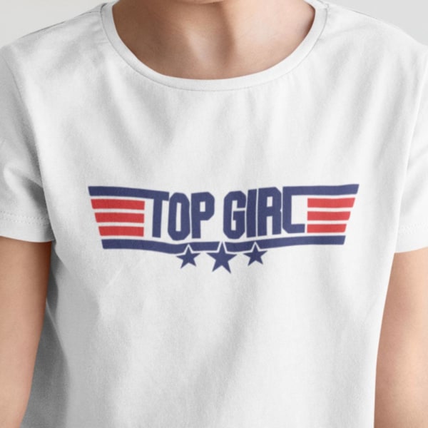 Top Girl vit t-shirt med coolt tryck fram S