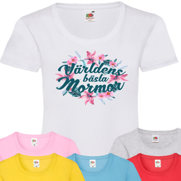 Mormor t-shirt - flera färger - Blom Grå T-shirt - Small 
