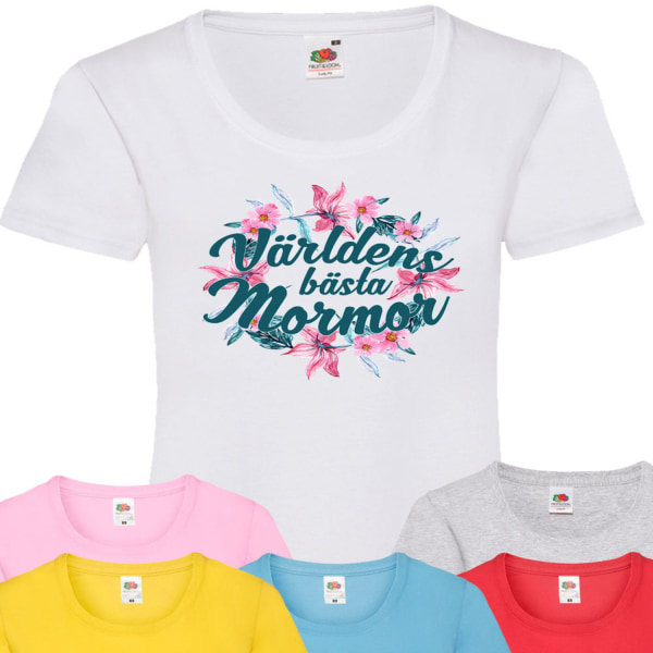 Mormor t-shirt - flera färger - Blom Ljus blå T-shirt - XL