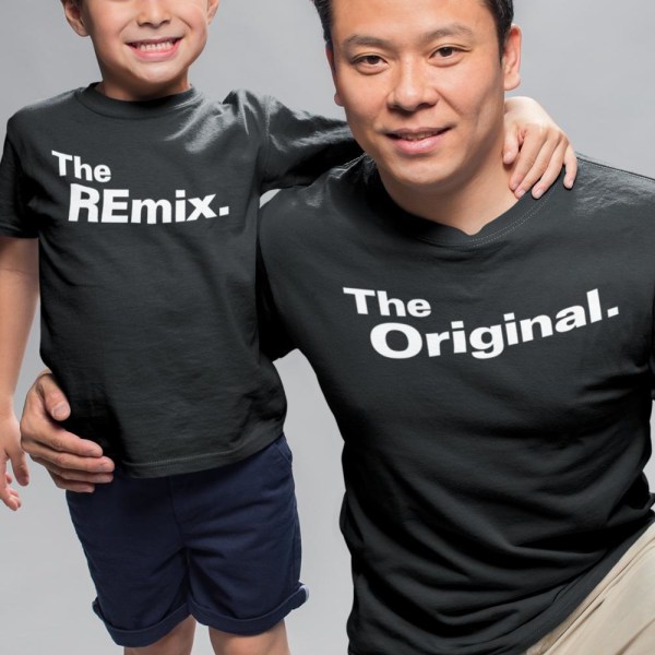 Familje T-shirt -  The Original The remix Pappa Mamma & barn The REmix : 104cl 4år