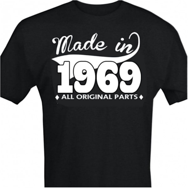 Svart T-shirt med design - Made in 1969 - All original parts M