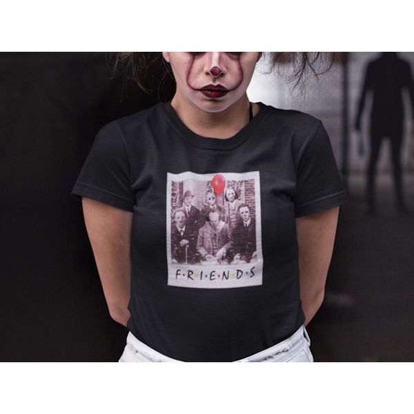 Dam svart T-shirt Polaroid stil Horror friends design Pennywise S