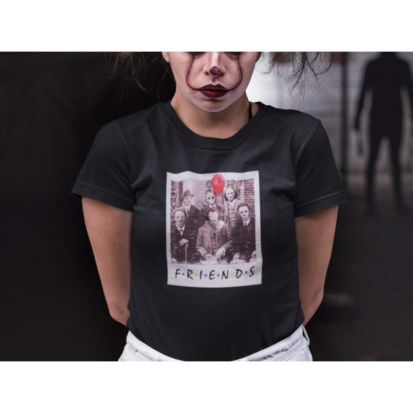 Dam svart T-shirt Polaroid stil Horror friends design Pennywise XL