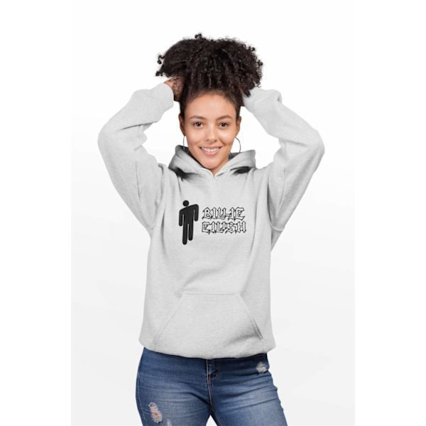 Billie Eilish grå huvtröja sweatshirt tröja t-shirt logo Small