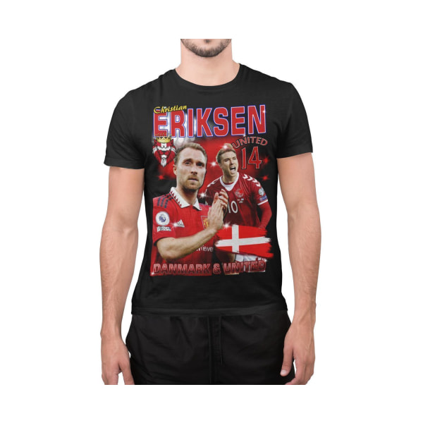 Christian Eriksen Svart united t-shirt  manchester utd Danmark XXL