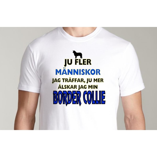 Vit T-shirt  - Border collie hund tröja XL