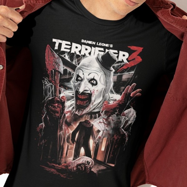 Svart skräck t-shirt Terrifier 3 slasher XXL