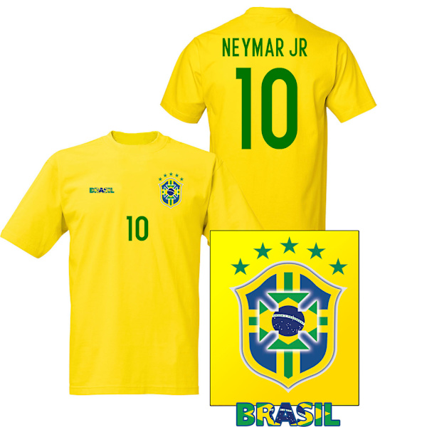 Brasilien stil fotbollströja med Neymar Jr 10 tryck 120cl 5-6 år