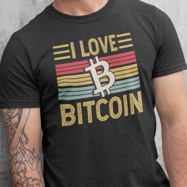 Svart crypto T-shirt I love bitcoin design XL