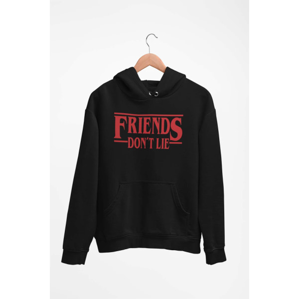 Friends don't lie Svart huvtröja Stranger things hoodie t-shirt 128cl 7-8 år