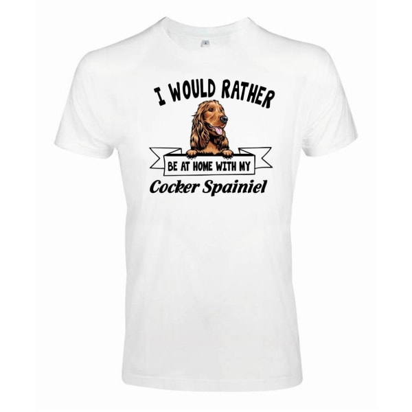 Cocker spainiel Kikande hund t-shirt - Rather be with... White S
