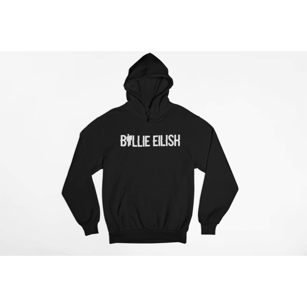 Billie Eilish text svart Hoodie huvtröja sweatshirt t-shirt 140cl 9-11år