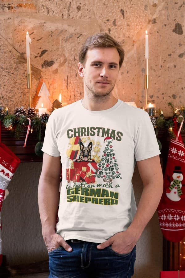 German Shepherd Jul  hund  schäfer t-shirt White S