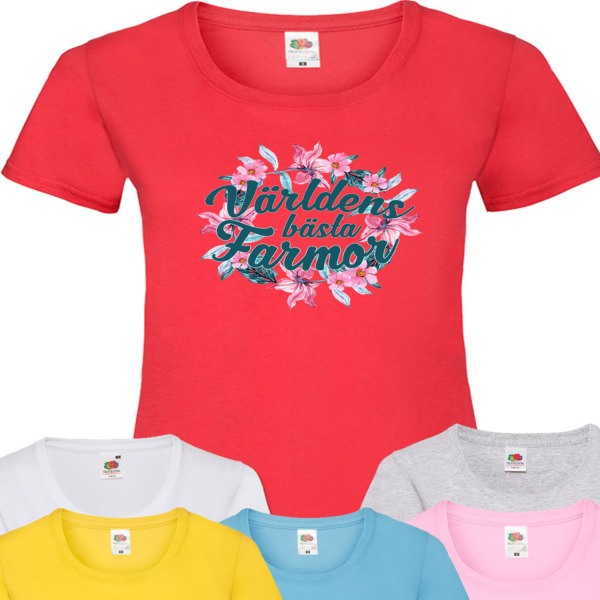 Farmor Blom t-shirt - flera färger - Blom Vit T-shirt - XL