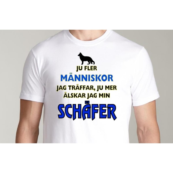 Vit T-shirt  - Schäfer hund tröja XXL