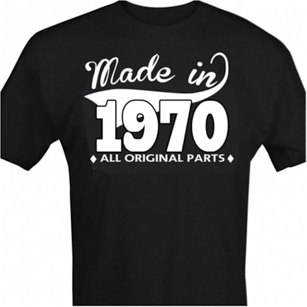 Svart T-shirt med design - Made in 1970 - All original parts M