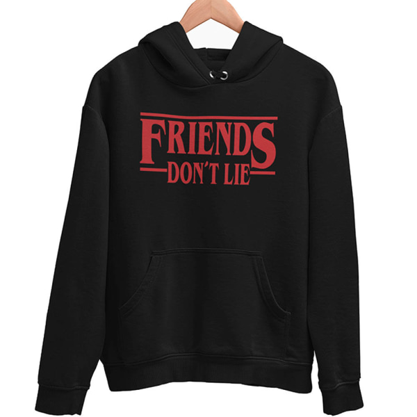 Friends don't lie svart huvtröja stranger things hoodie t-shirt Medium