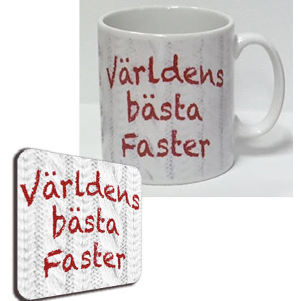 Mugg + Underlägg paket med tryck : Världens bästa Faster