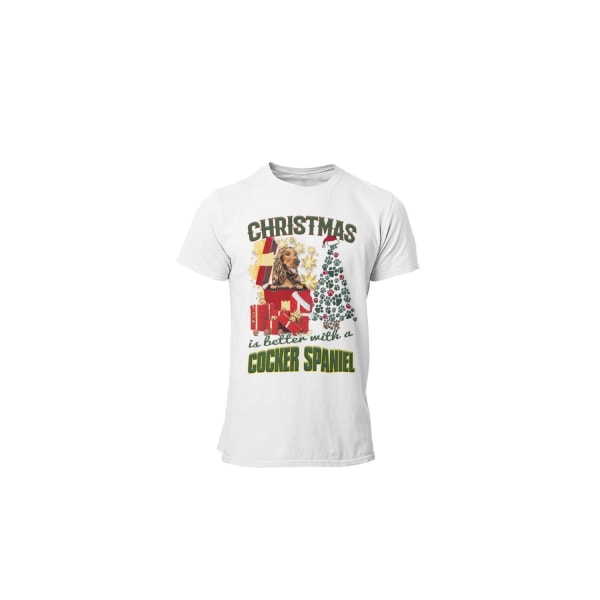 Cockerspanielikoiran t-paita - Joulu on parempi cockerin kanssa White XL