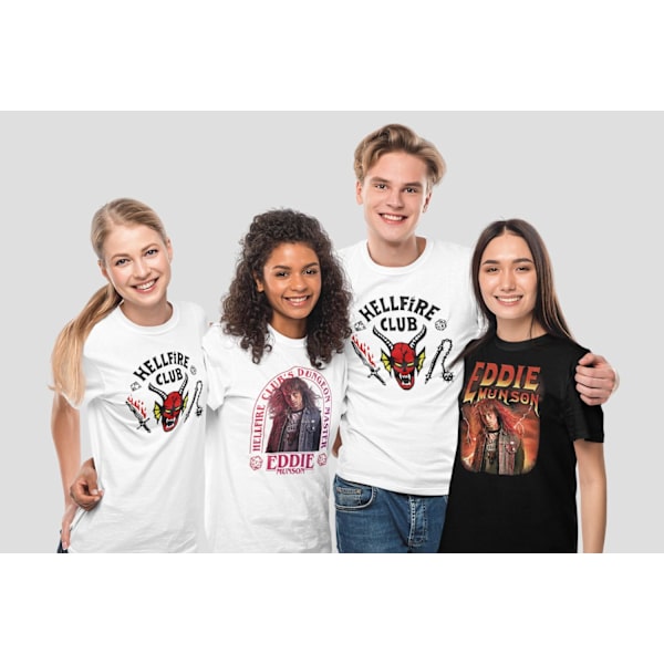 Vit T-shirt inspirerad av Stranger things Eddie Munson 140cl 9-11år