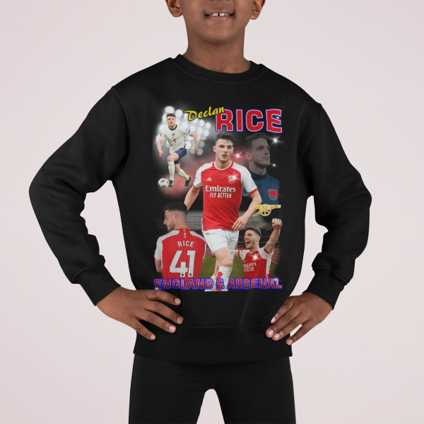 Declan Rise Arsenal & England sort sweatshirt 140cl 9-11 år