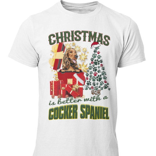 Cocker Spaniel  dog t-shirt - Christmas is better with a Cocker Spaniel White M