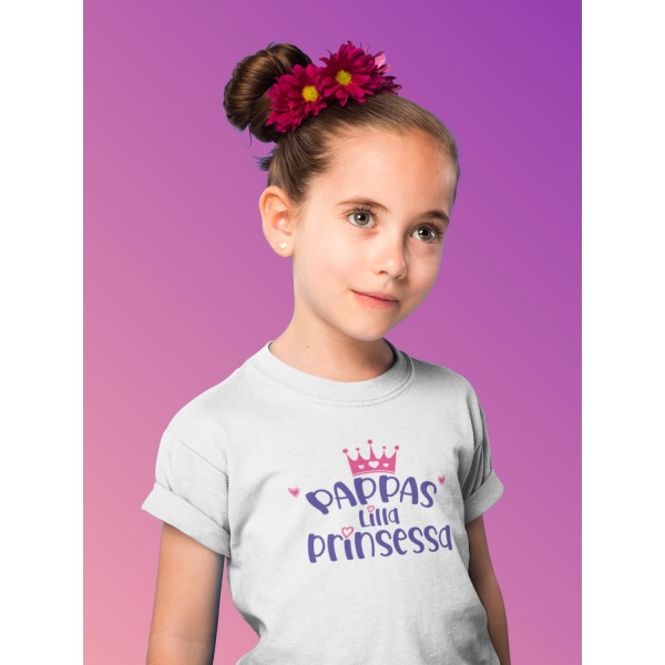 Barn vit T-shirt Pappas Lilla Prinsessa 116cl 5-6 år