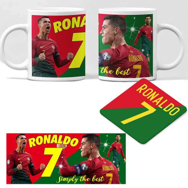 Ronaldo Mugg + Underlägg paket - Portugal 7