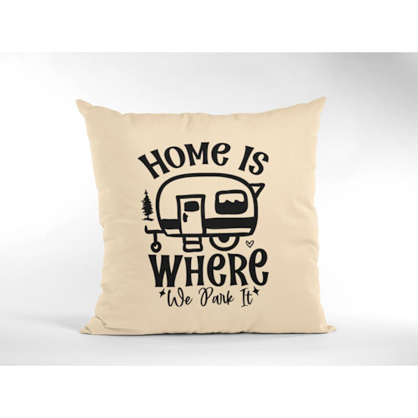 kuddfodral kudde 50x50cm Home is where we park it Creme