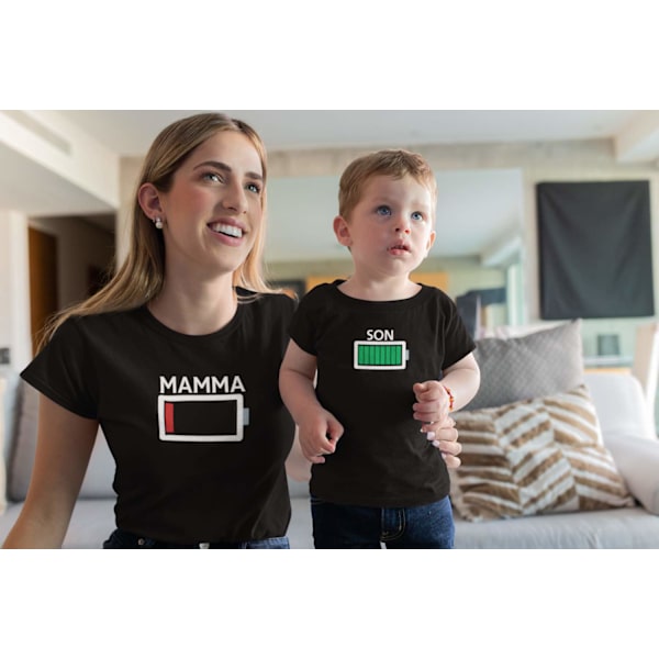 Familje Batteri T-shirt - Pappa Mamma Son & dotter Mamma : XXL