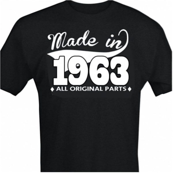 Svart T-shirt med design - Made in 1963 - All original parts L