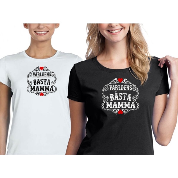 Mamma T-shirt , Världens bästa White Vit - Large