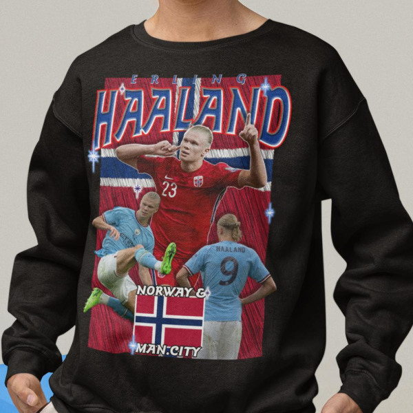 Haaland Sweatshirt - Manchester City spillertrøje sort VM XL