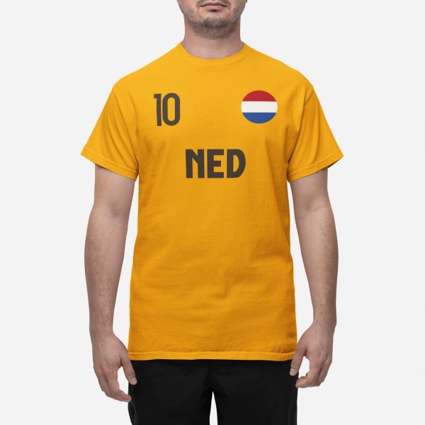Alankomaiden maajoukkueen t-paita oranssissa NED ja 10 jalkapallo euroa24 L