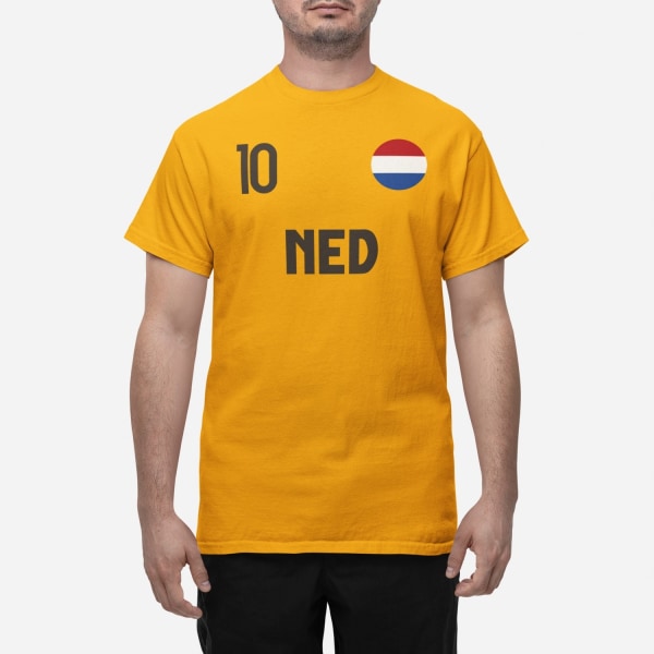 Hollands landsholds-t-shirt i orange NED & 10 fodbold euro24 L