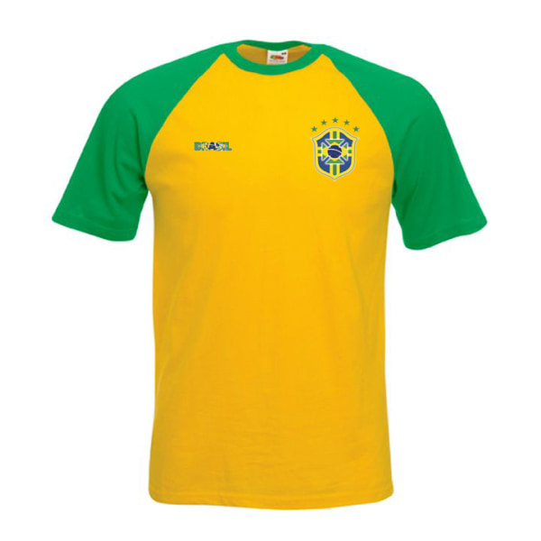 Brasilien stil Raglan fotboll t-shirt - Gul grön XL
