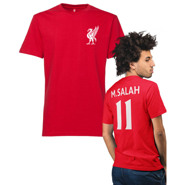 Liverpool-tyylinen punainen t-paita, jossa Salah 11 selässä XL