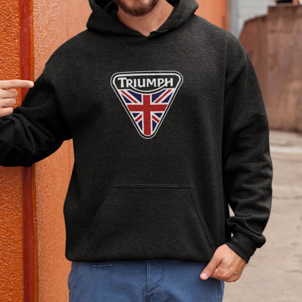 Triumph klassisk motorcykel logga huvtröja hoodie S