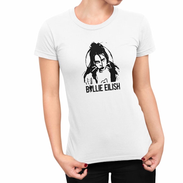 Billie Eilish vit dam t-shirt med cutout design White S