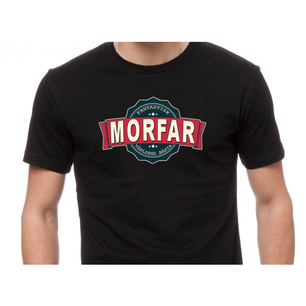 T-shirt med Morfar vintage stil färg tryck L