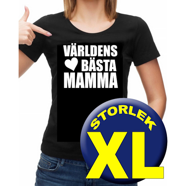 Dam T-shirt  - Världens bästa Mamma heart tröja XL