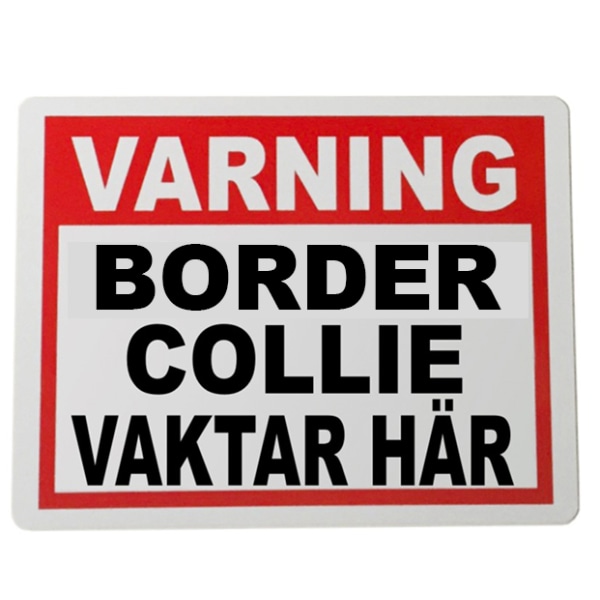 Metall plåtskylt Border collie design 20x15cm varning skylt Vit