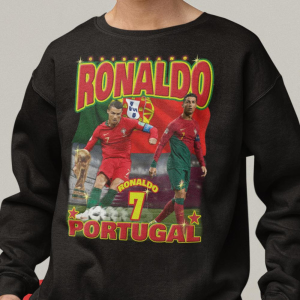 Ronaldo Sweatshirt - Portugal spillertrøje sort 128cl