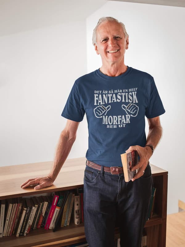 Morfar T-shirt i Navy blå , fantastisk Morfar ser ut S