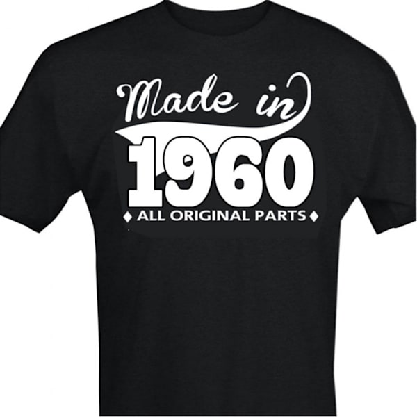 Svart T-shirt med design - Made in 1960 - All original parts S
