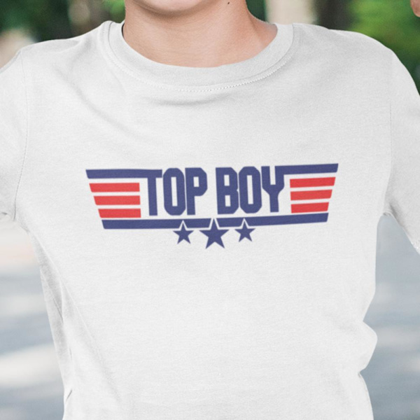 Top Boy vit t-shirt med coolt tryck fram L