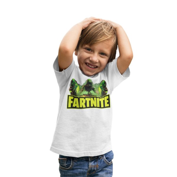 Fortnite parody t-shirt - Vit tröja med full färg fartnite tryck 155cl 12-14år