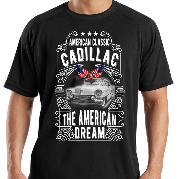 Bil T-shirt Cadillac svart vintage stil L