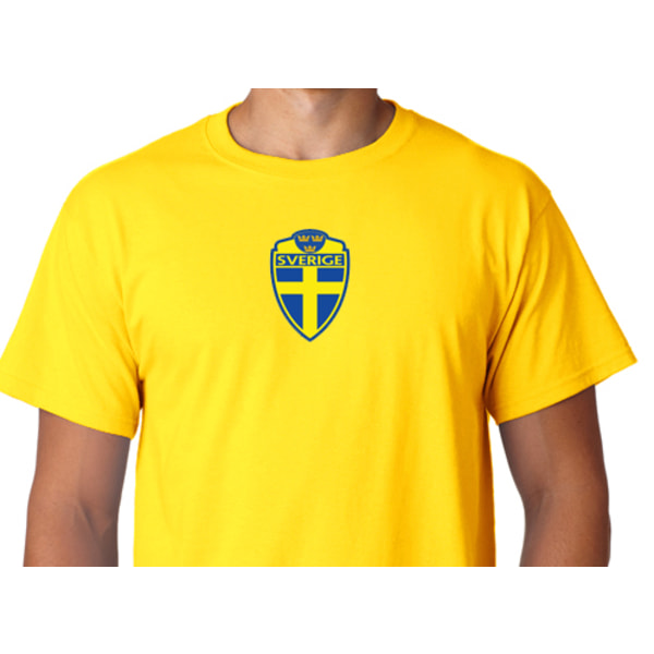 Sverige logo gul t-shirt Sweden tröja i bomull Yellow M